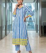 Women Striped Regular Kurta with Trousers