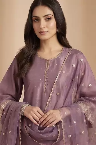 Women Ethnic Motifs Regular Kurta with Trousers & With Dupatta