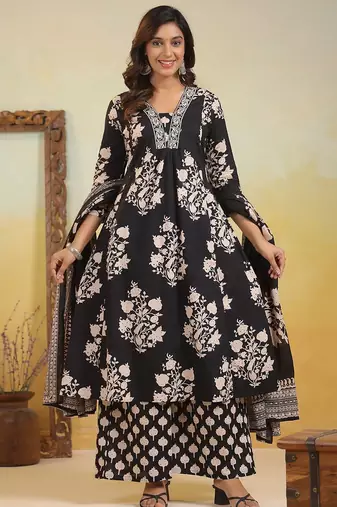 Women Floral Printed Regular Pure Cotton Kurta with Trousers & With Dupatta