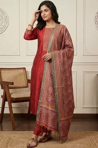 Women Regular Kurta with Trousers & With Dupatta