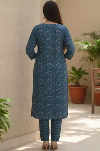 Women Ethnic Motifs Printed Regular Thread Work Pure Cotton Kurta with Trousers & With Dupatta