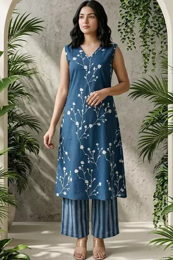 Women Floral Printed Regular Kurta with Palazzos