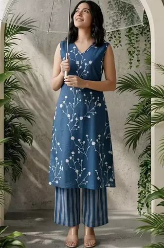 Women Floral Printed Regular Kurta with Palazzos