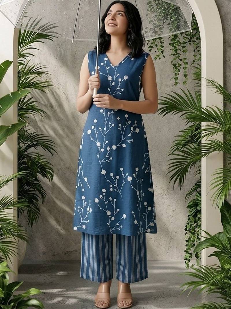 Women Floral Printed Regular Kurta with Palazzos