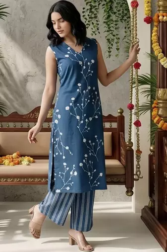 Women Floral Printed Regular Kurta with Palazzos