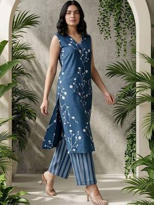 Women Floral Printed Regular Kurta with Palazzos 4