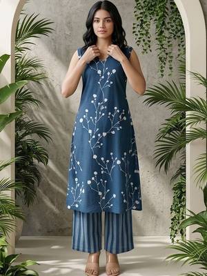 Women Floral Printed Regular Kurta with Palazzos 5