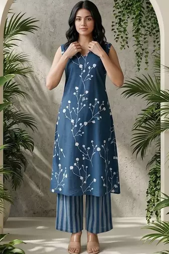 Women Floral Printed Regular Kurta with Palazzos