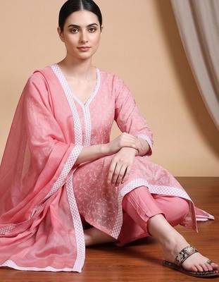 Women Ethnic Motifs Regular Kurta with Trousers & With Dupatta 5