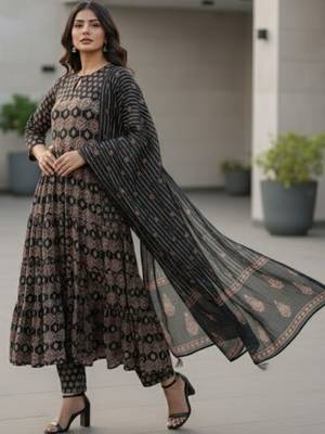 Women Ethnic Motifs Printed Regular Kurta with Trousers & With Dupatta 3