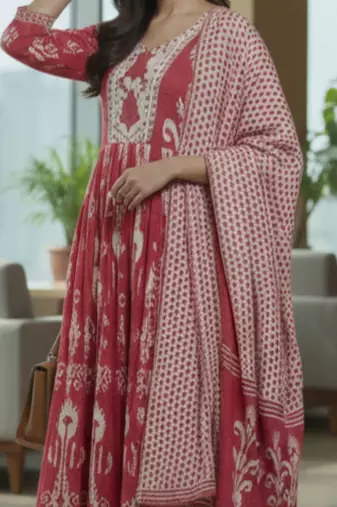 Women Ethnic Motifs Printed Regular Pure Cotton Kurta with Trousers & With Dupatta