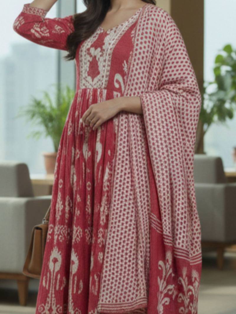 Women Ethnic Motifs Printed Regular  Cotton Kurta with Trousers & With Dupatta