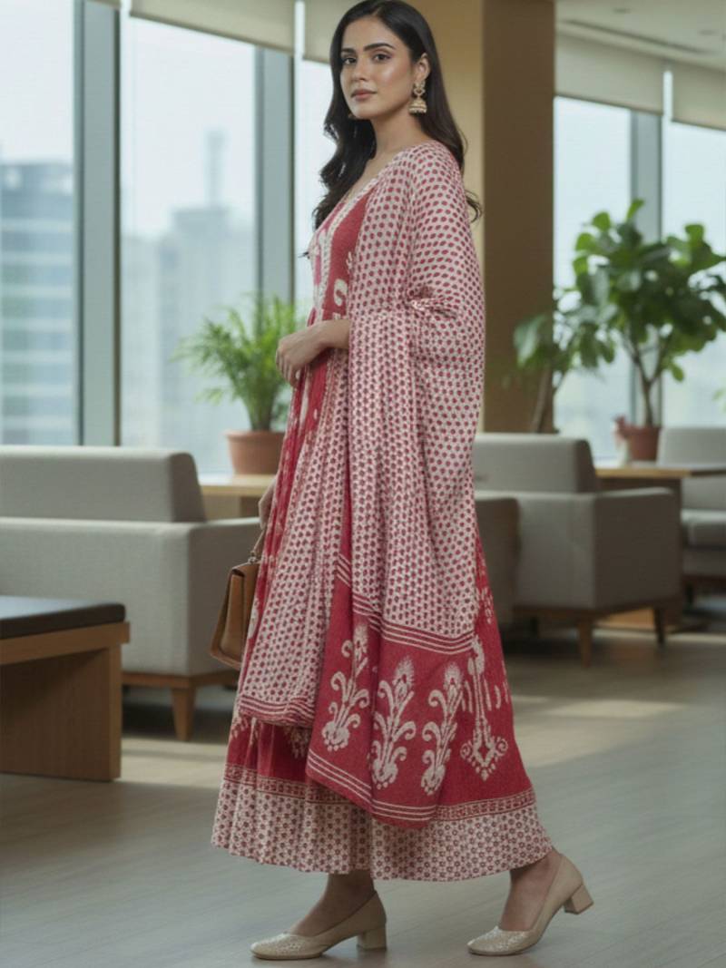 Women Ethnic Motifs Printed Regular  Cotton Kurta with Trousers & With Dupatta