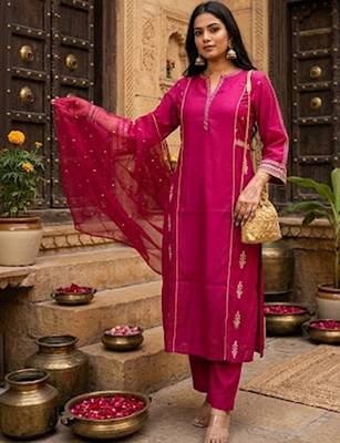 Women Ethnic Motifs Printed Regular Kurta with Trousers & With Dupatta 1