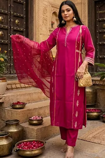 Women Ethnic Motifs Printed Regular Kurta with Trousers & With Dupatta