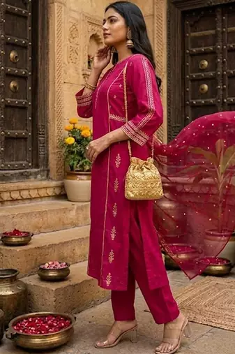 Women Ethnic Motifs Printed Regular Kurta with Trousers & With Dupatta