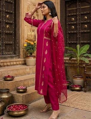 Women Ethnic Motifs Printed Regular Kurta with Trousers & With Dupatta 3