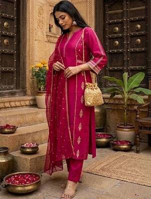 Women Ethnic Motifs Printed Regular Kurta with Trousers & With Dupatta 4