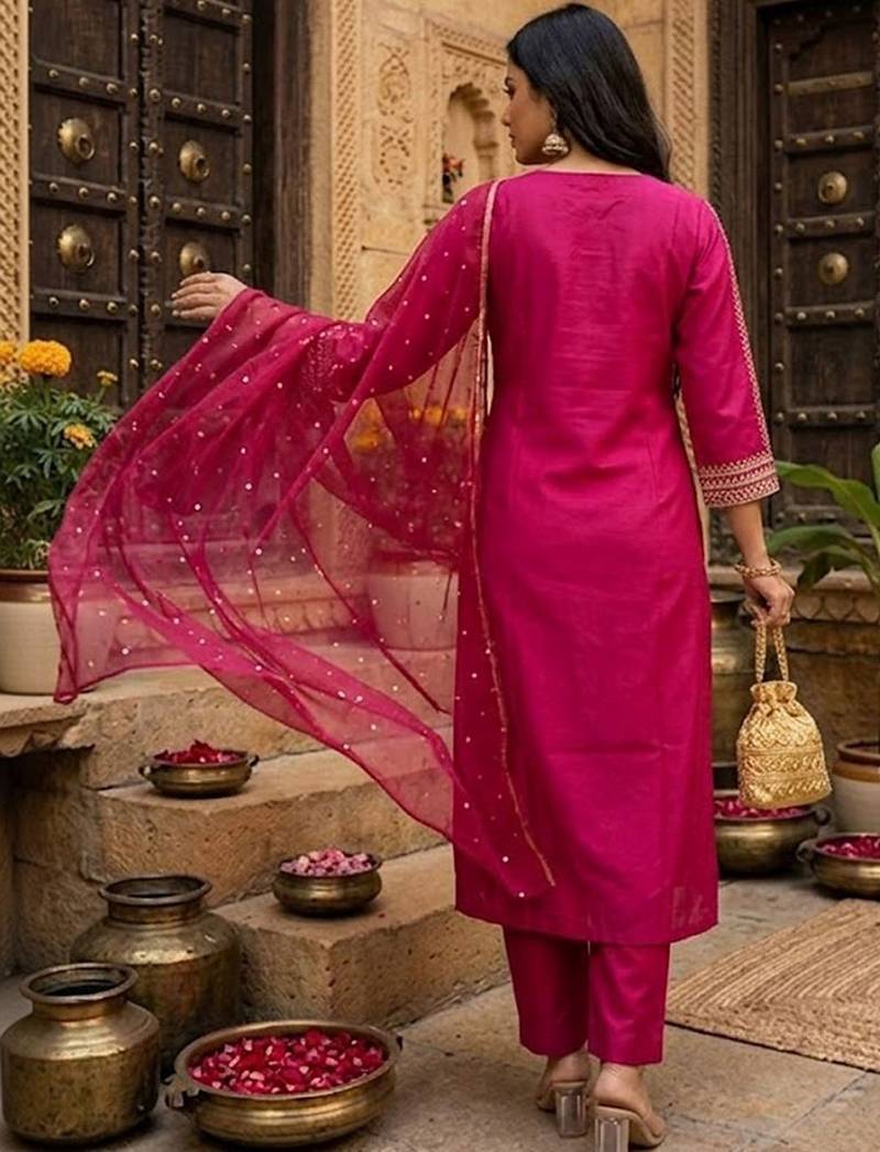 Women Ethnic Motifs Printed Regular Kurta with Trousers & With Dupatta
