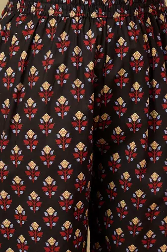 Floral Printed V-Neck Angrakha Kurta With Trousers & Dupatta