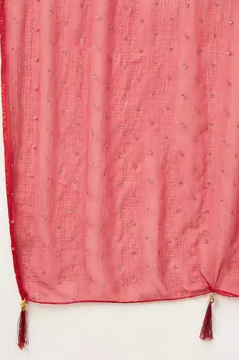 Floral Printed V-Neck Angrakha Kurta With Trousers & Dupatta