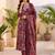 Women Floral Printed Regular Thread Work Kurta with Trousers & With Dupatta