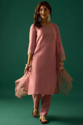 Women Ethnic Motifs Embroidered Thread Work Kurta with Trousers & Dupatta