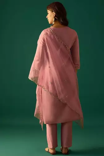 Women Ethnic Motifs Embroidered Thread Work Kurta with Trousers & Dupatta
