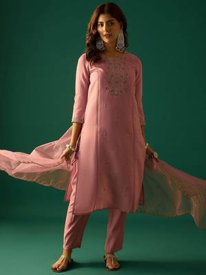 Women Ethnic Motifs Embroidered Thread Work Kurta with Trousers & Dupatta 6