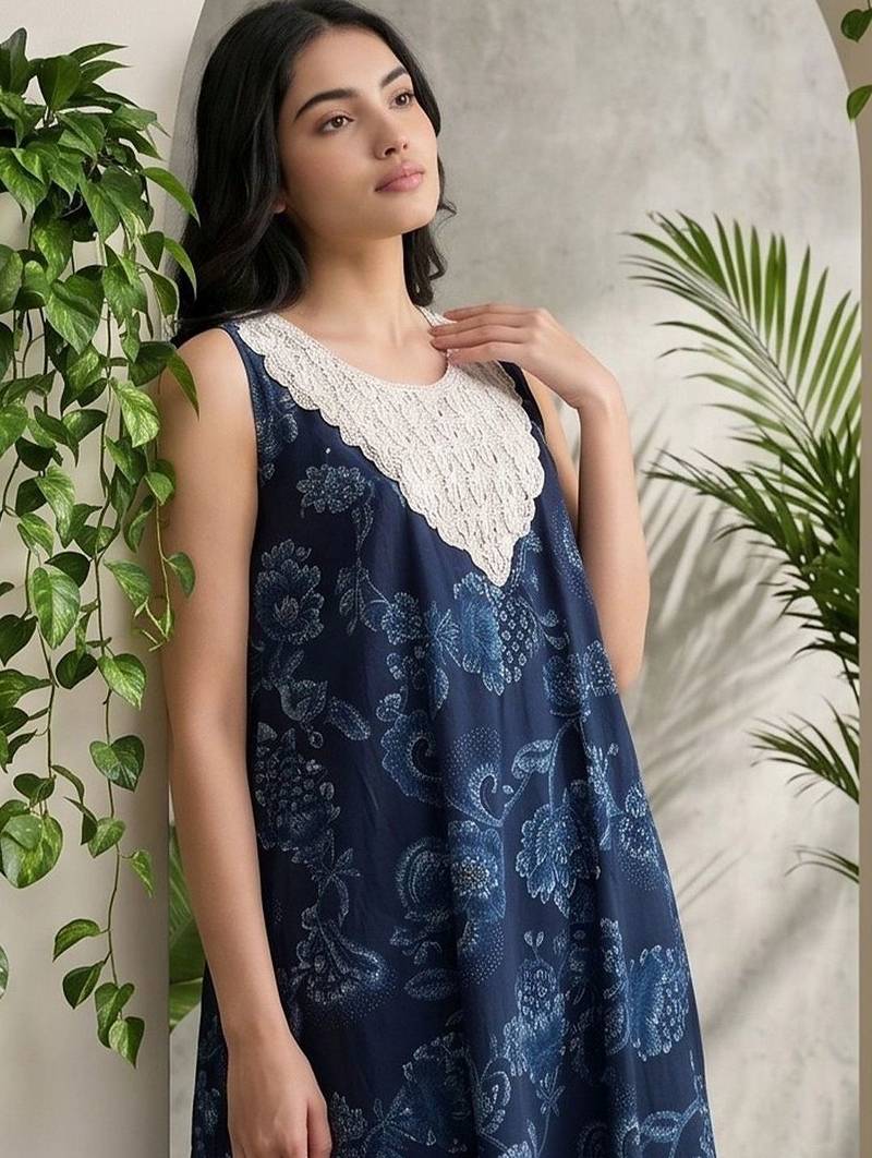 Women Ethnic Motifs Printed Regular Thread Work Pure Cotton Kurta with Trousers