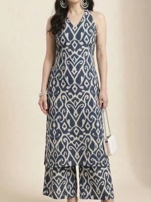 Women Printed Regular Pure Cotton Kurta with Trousers 2