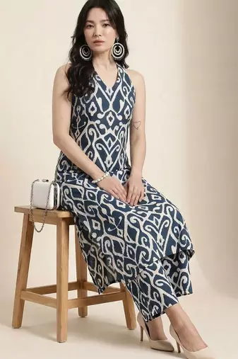 Women Printed Regular Pure Cotton Kurta with Trousers