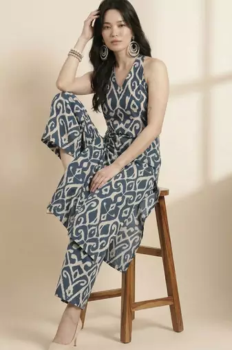 Women Printed Regular Pure Cotton Kurta with Trousers