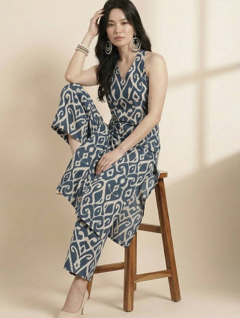 Women Printed Regular Pure Cotton Kurta with Trousers