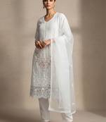 Women Floral Embroidered Regular Thread Work Kurta with Trousers & With Dupatta