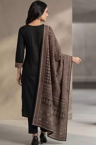 Women Ethnic Motifs Embroidered Regular Thread Work Kurta with Trousers & With Dupatta