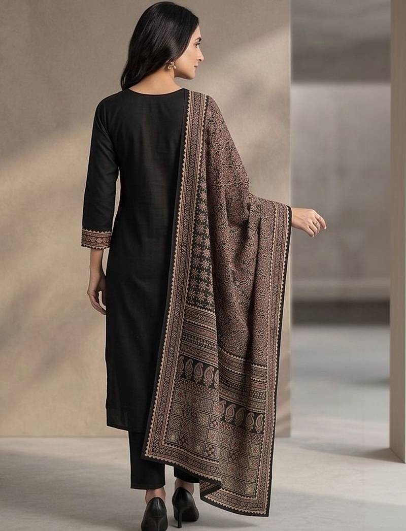 Women Ethnic Motifs Embroidered Regular Thread Work Kurta with Trousers & With Dupatta