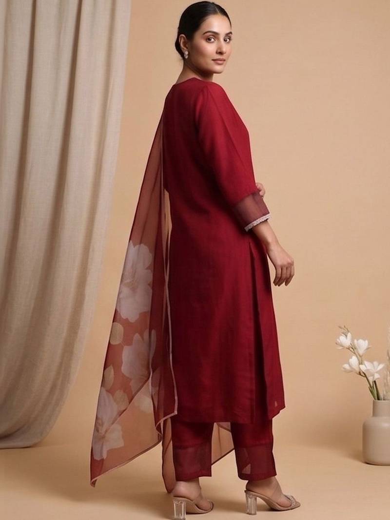 Floral Regular Kurta with Trousers With Dupatta