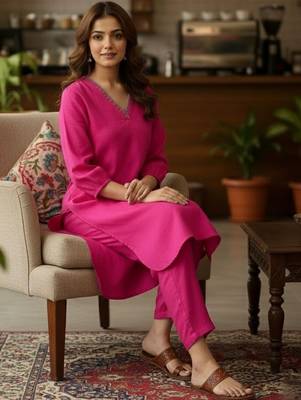 Women Regular Thread Work Kurta with Trousers 2