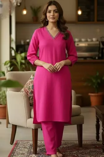 Women Regular Thread Work Kurta with Trousers