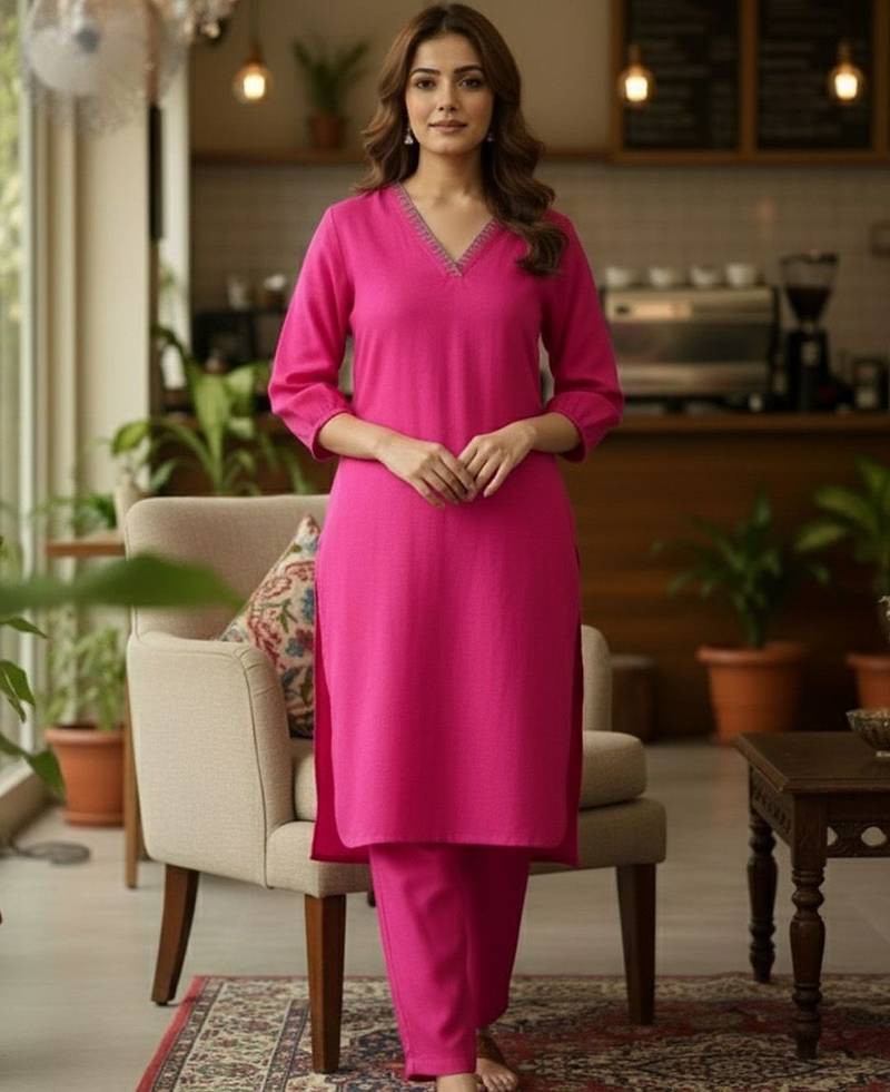 Women Regular Thread Work Kurta with Trousers