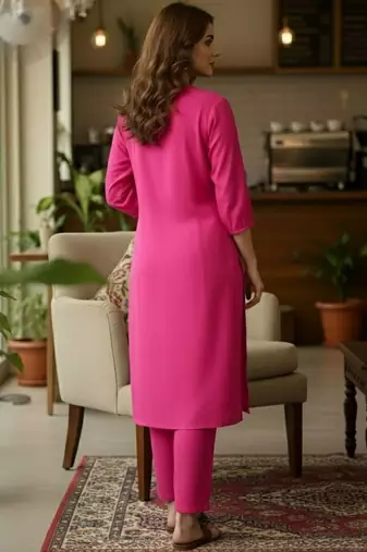 Women Regular Thread Work Kurta with Trousers