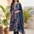 Women Floral Printed Regular Thread Work  Cotton Kurta with Trousers & With Dupatta