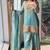 Skyblue embroidered silk designer ready to wear stiched kurta plazzo set with dupatta