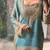 Skyblue embroidered silk designer ready to wear stiched kurta plazzo set with dupatta