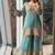 Skyblue embroidered silk designer ready to wear stiched kurta plazzo set with dupatta
