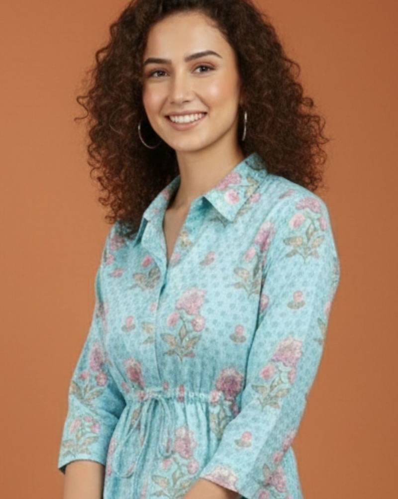 Women Floral Printed Regular Kurta with Trousers