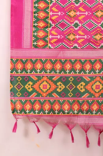 Mustard Floral Yoke Design Thread Work  Cotton Kurta With Trouser & Dupatta