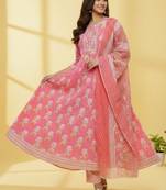 Women Ethnic Motifs Printed Panelled Kurta with Trousers & With Dupatta