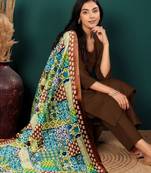 V-Neck Straight Kurta with Trousers And Dupatta